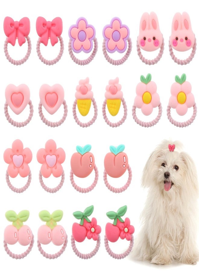 Matwsec 20 Pcs Dog Hair Bows with Rubber Bands, Cute Dog Bows, Mini Hair Ties Bulk, Various Styles Girl Dogs Accessories, Puppy Bow for Small Size Dogs Yorkie Shih Tzu Maltese (Pink) - Image 1